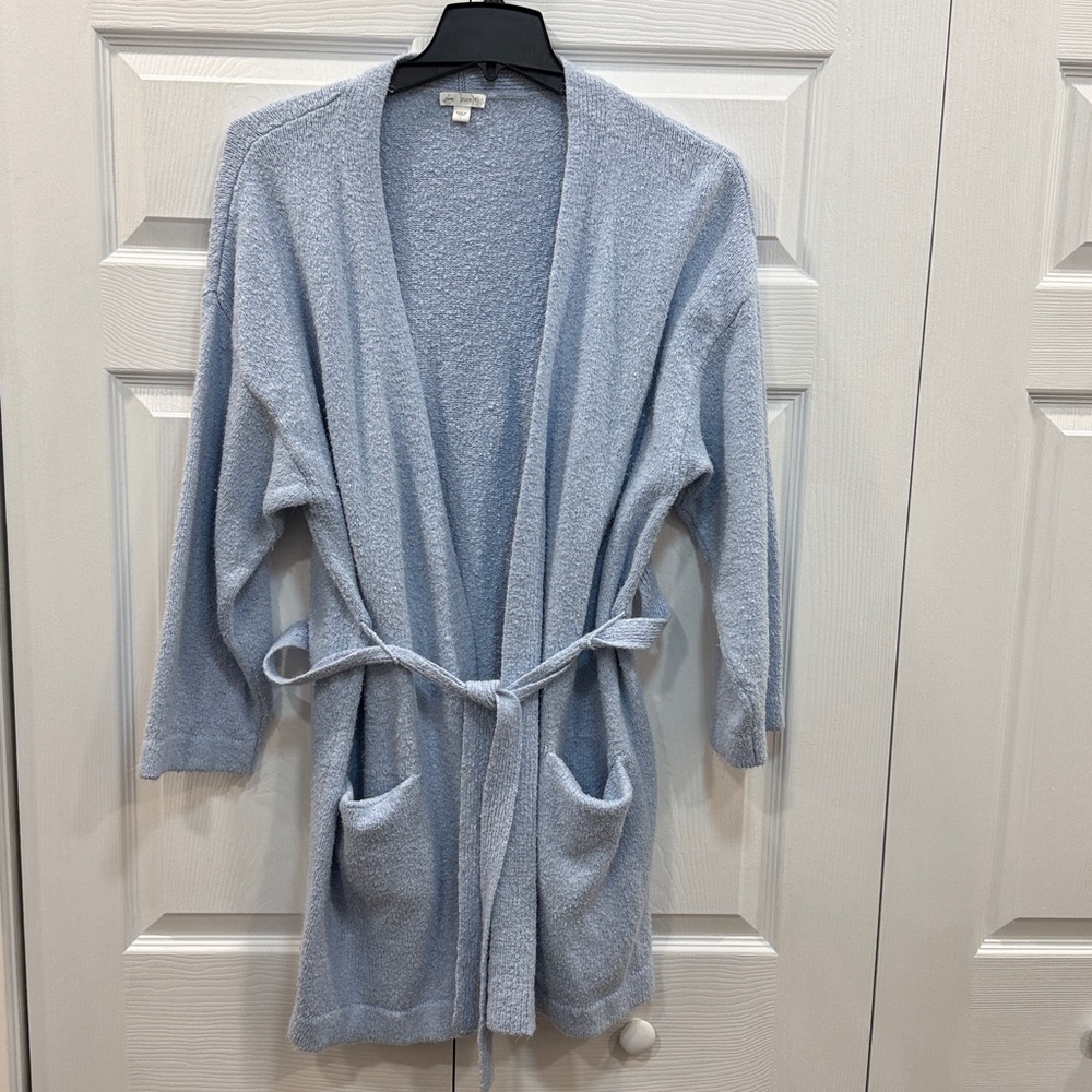 Pure Jill Sleep Wear Loose Knit Robe Tie Blue Size Large  Cotton/nylon/acrylic
